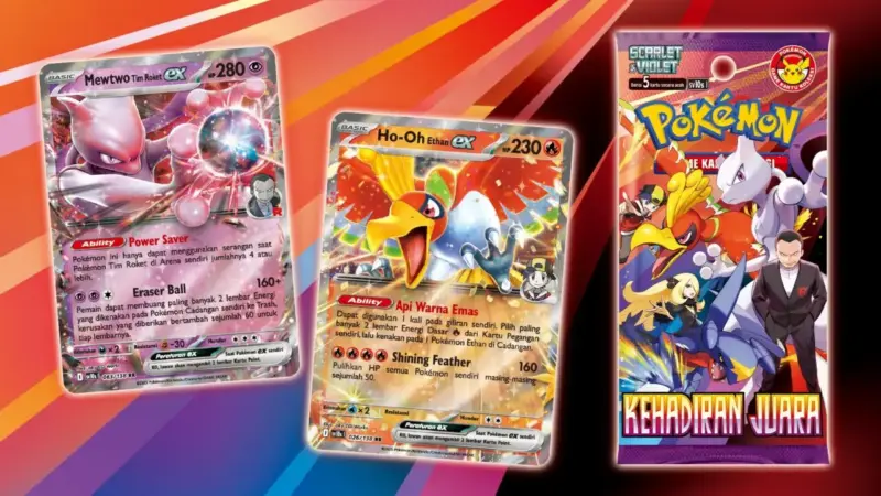 Kartu Mewtwo Tim Roket Ex, Kartu Ho Oh Ethan Ex Dan Booster Pack “kehadiran Juara”