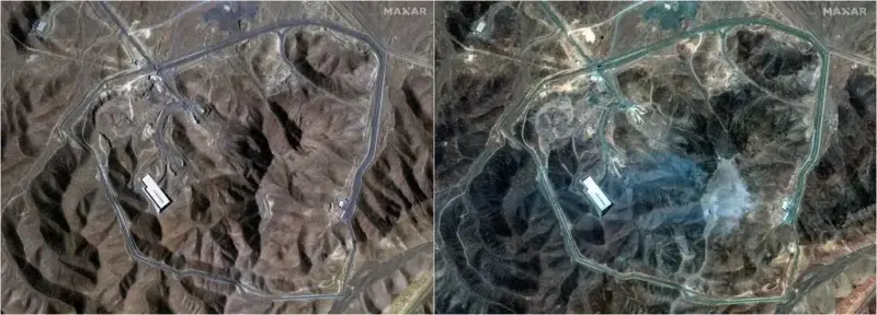 Foto Citra Satelit tentang Fasilitas nuklir Iran hancur oleh serangan AS