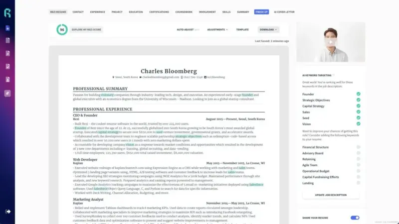 AI untuk bikin CV, Rezi AI