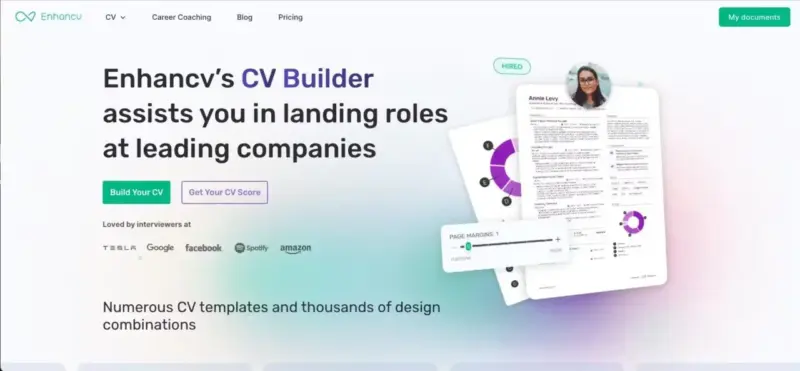 AI untuk bikin CV, Enhancv