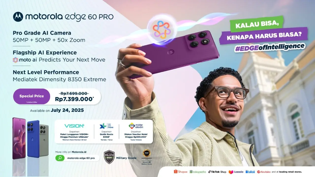 Motorola Edge 60 Pro Resmi Hadir di Indonesia, Usung Kamera AI Pro & Layar Quad-Curved Paling Imersif
