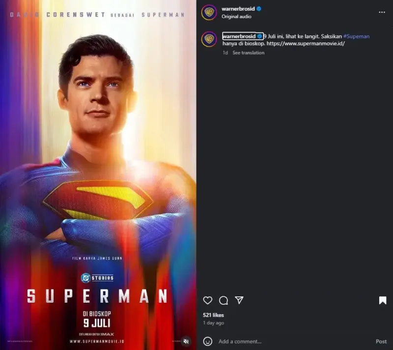 Jadwal Tayang Film Superman DCU di Bioskop Indonesia
