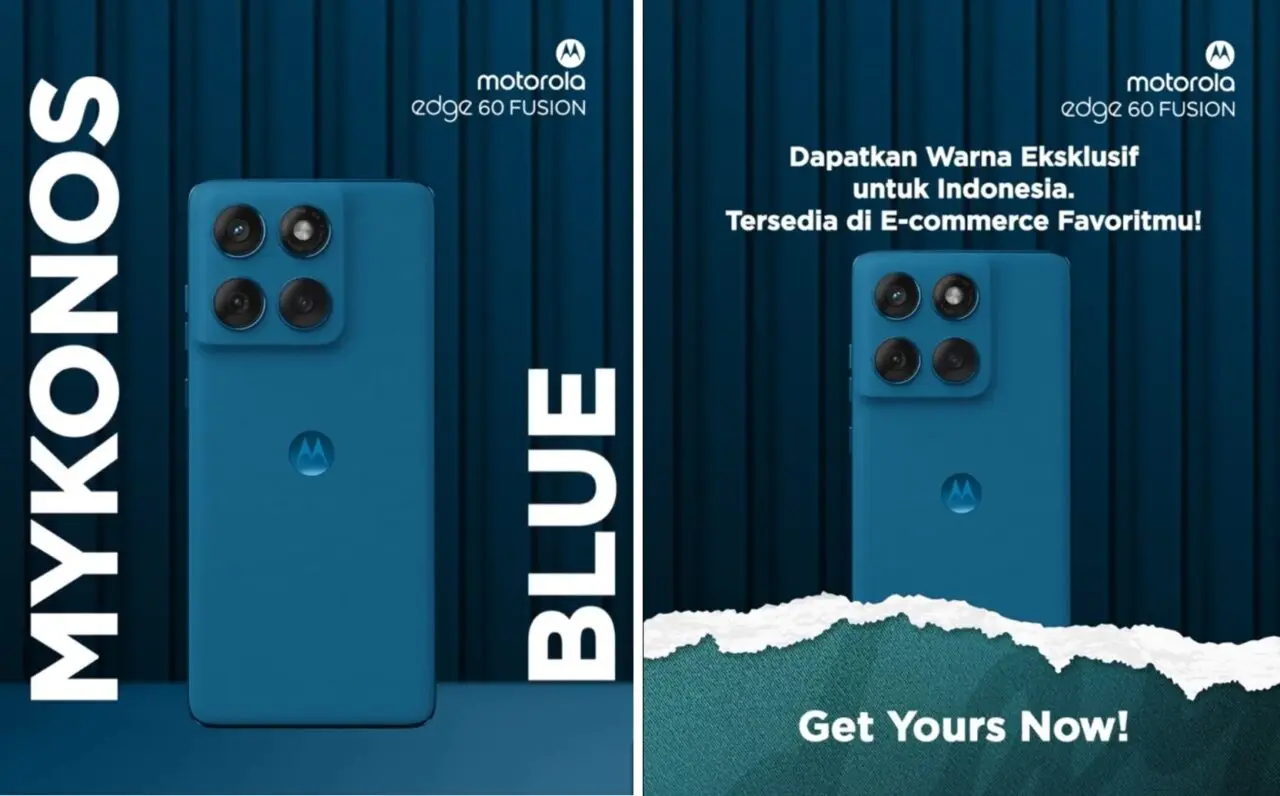Motorola edge 60 Fusion Tampil Stylish dengan Warna Biru Pantone® Mykonos