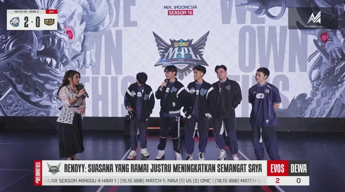 Hasil MPL ID S16 EVOS Esports vs DEWA United
