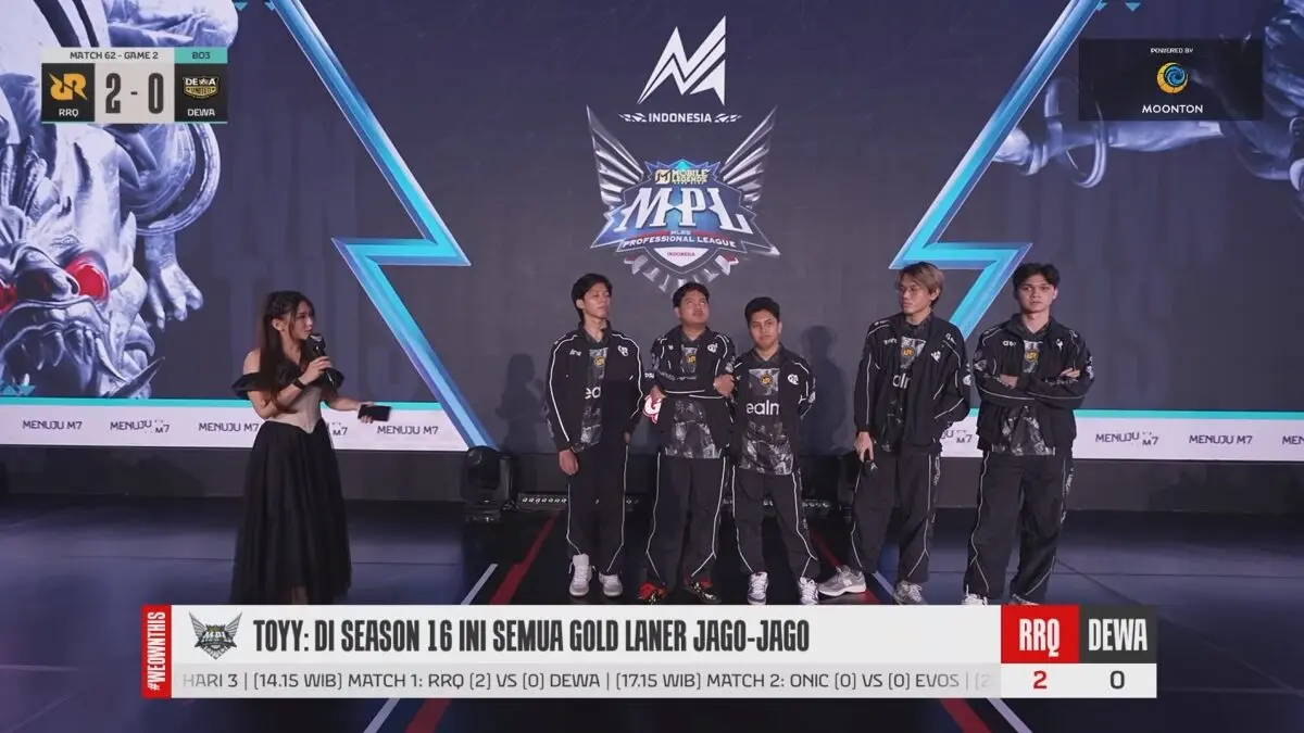 Hasil MPL ID Season 16 RRQ Hoshi vs DEWA United Esports