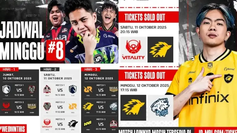 Jadwal MPL ID Season 16 Week 8, Pertarungan Menuju Babak Playoffs
