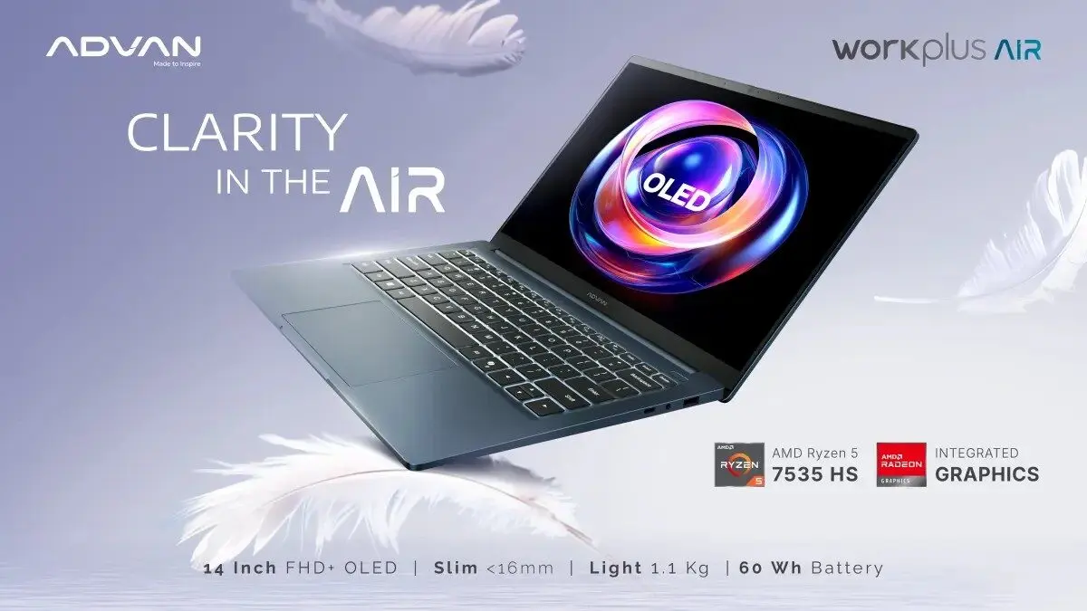 Advan Workplus Air Rilis, Laptop 1,1 Kg untuk Generasi Hybrid