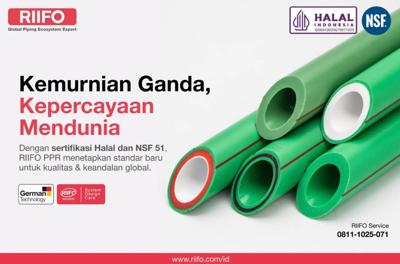 Kemurnian Ganda, Kepercayaan Mendunia: Pipa PPR RIIFO Jadi Standar Baru Industri dengan Sertifikasi Halal dan NSF 51 1 Pipa Riifo