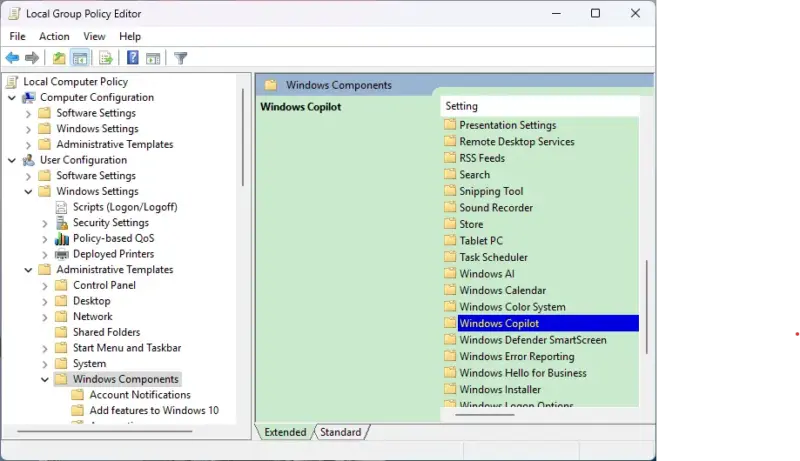 Cara Menghapus Copilot melalui Group Policy Editor