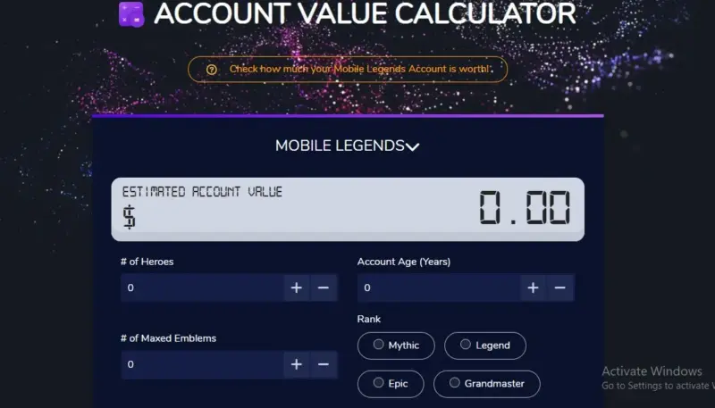Ini Panduan 2 Kalkulator Akun ML Terpopuler untuk Cek Harga Akun Kamu! 3 Kalkulator Akun Ml 1