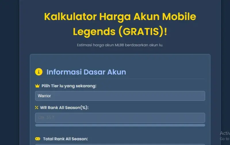 Ini Panduan 2 Kalkulator Akun ML Terpopuler untuk Cek Harga Akun Kamu! 2 Kalkulator Akun Ml 2