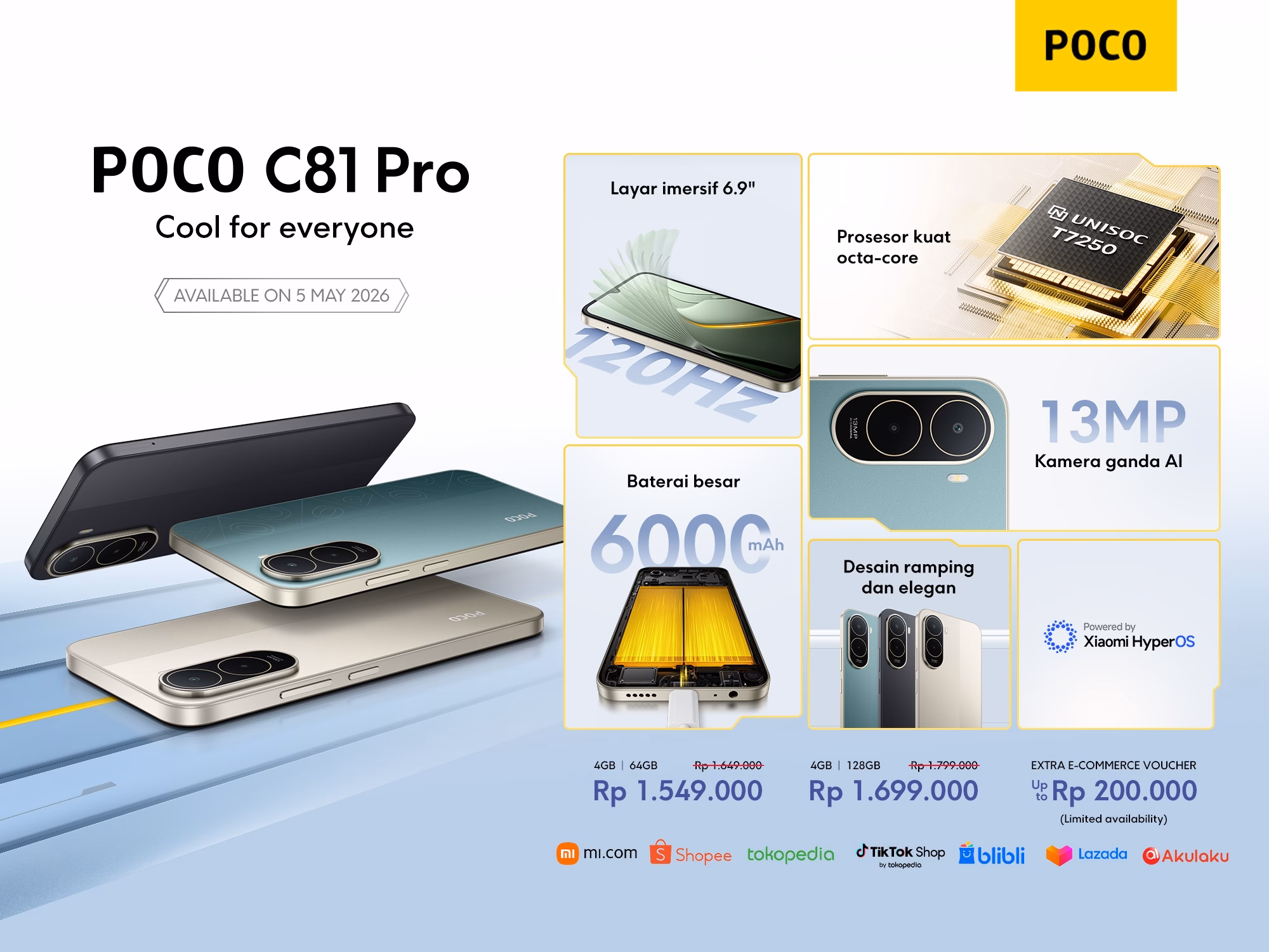 POCO C81 Pro Resmi Rilis, Tawarkan Performa Smooth dan Baterai 6000mAh