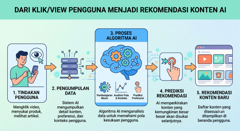 Sering FYP, Ini Cara Kerja Algoritma Media Sosial yang Sering Dikira Mengintip! 2 Bagan alur sederhana yang menjelaskan cara kerja algoritma media sosial dalam menyaring konten.