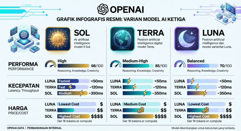 Peluncuran model kecerdasan buatan terbaru GPT-5.6 dari OpenAI dengan varian Sol, Terra, dan Luna.