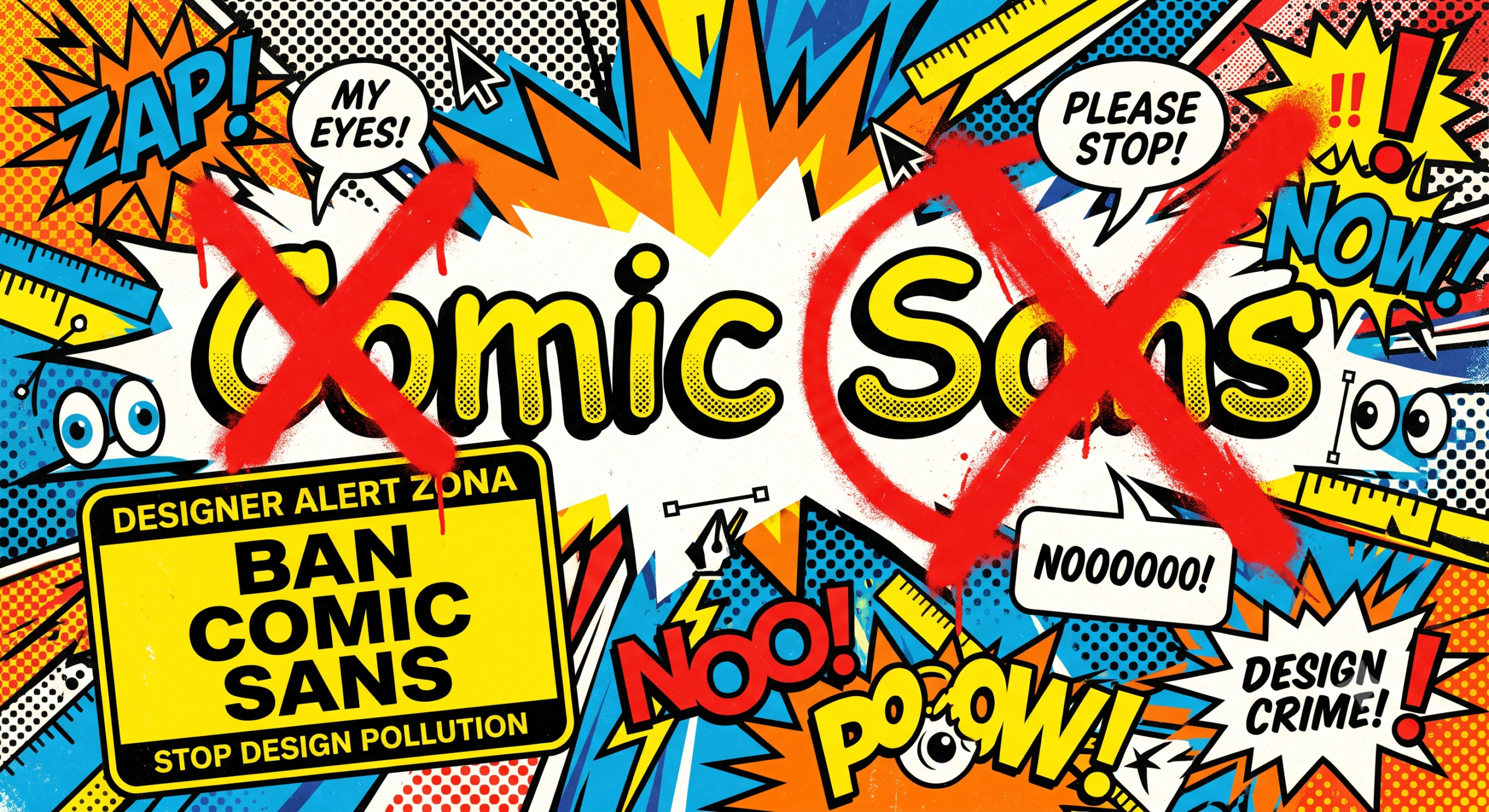 Kenapa Font Comic Sans Paling Dibenci? Ini Alasannya 1 Ilustrasi sentimen negatif komunitas desain grafis terhadap penggunaan font Comic Sans.