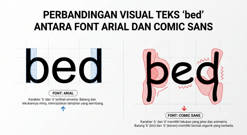 Kenapa Font Comic Sans Paling Dibenci? Ini Alasannya 2 Panduan perbandingan struktur anatomi font Comic Sans untuk membantu pembaca penderita disleksia.
