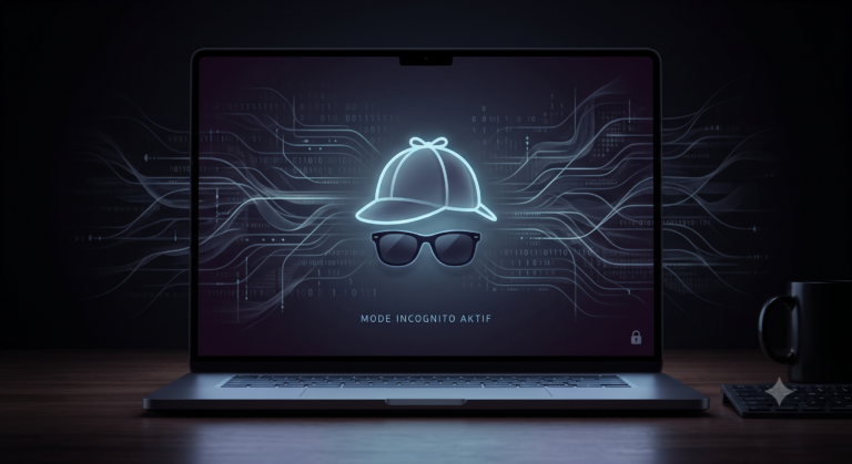 Ilustrasi mitos privasi di balik fungsi rahasia mode incognito browser.