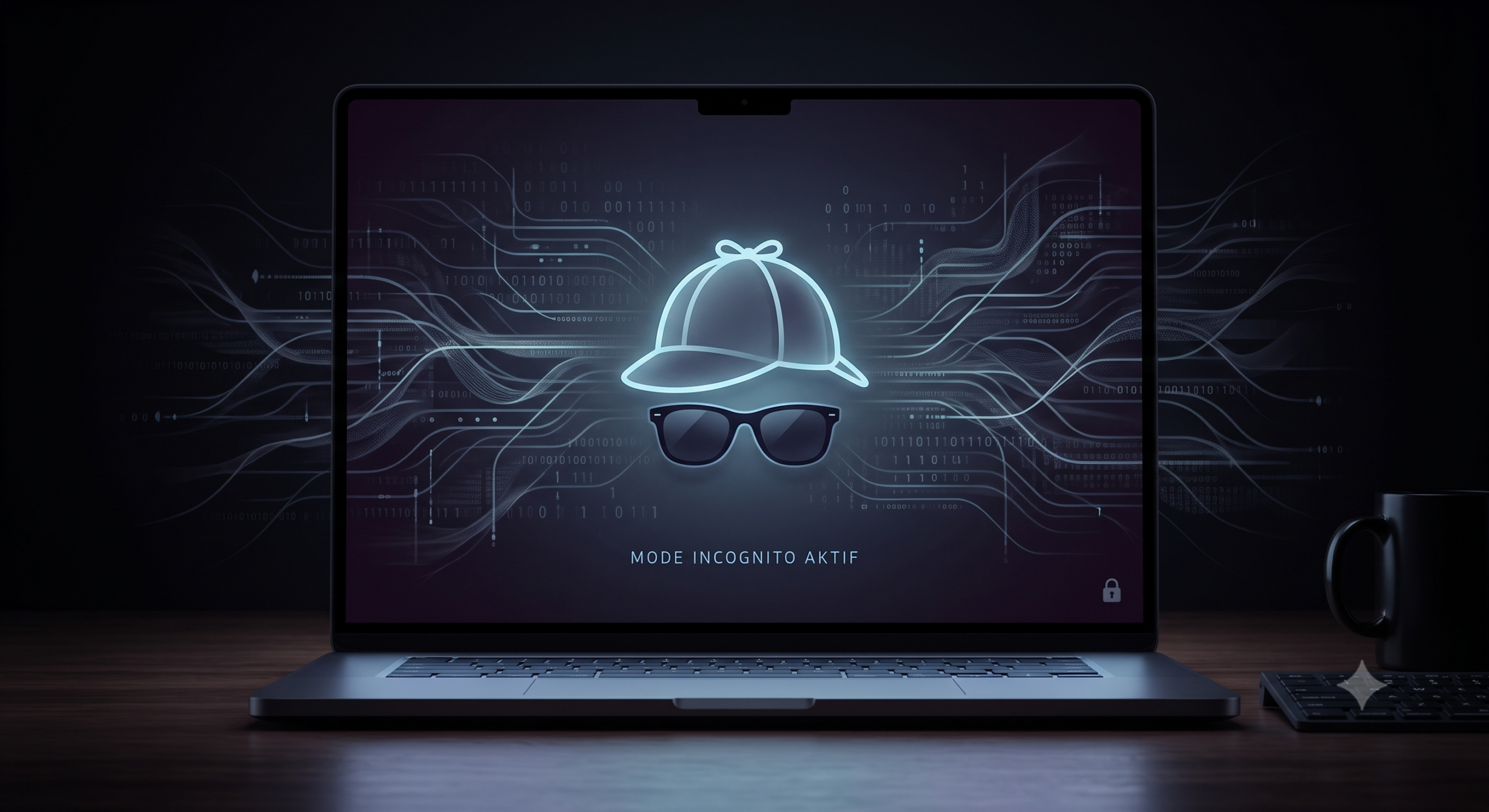 Ilustrasi mitos privasi di balik fungsi rahasia mode incognito browser.