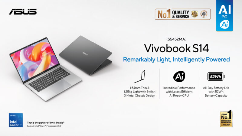 ASUS Resmi Perkenalkan Vivobook S14 Terbaru dengan Intel® Core™ Series 3